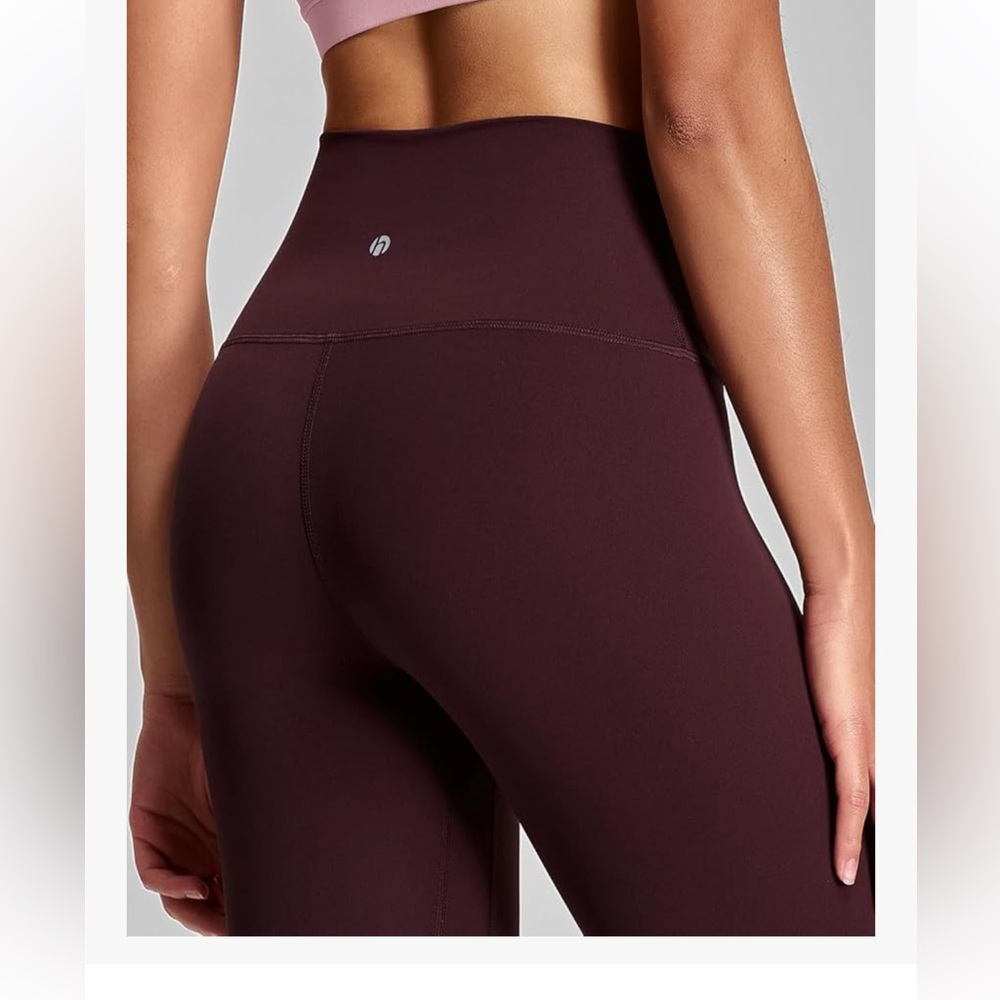 HeyNuts Workout Pro Leggings 25'', Compression 7/8 Workout Pants large burgundy - Picture 3 of 7